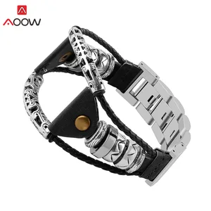 braided leather bangle strap for samsung galaxy watch3 45mm 46mm gear s3 huawei gt 2 stainless steel link replacement watch band free global shipping