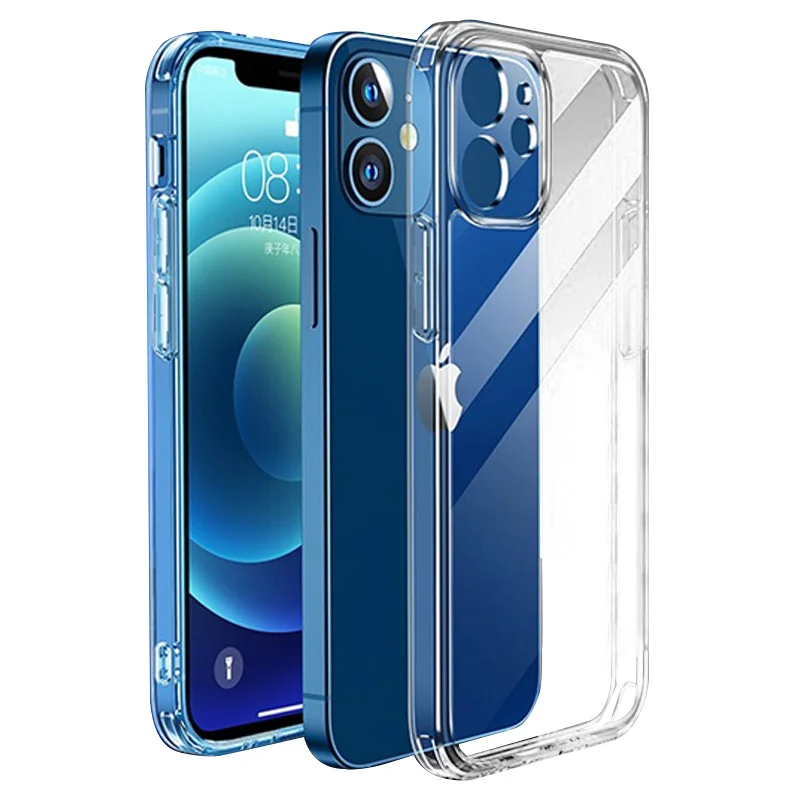 

Luxury Shockproof Silicone Phone Case On For iPhone 12 11 Pro Max Transparent Case For iPhone 11 12 Mini Camera protection Cover