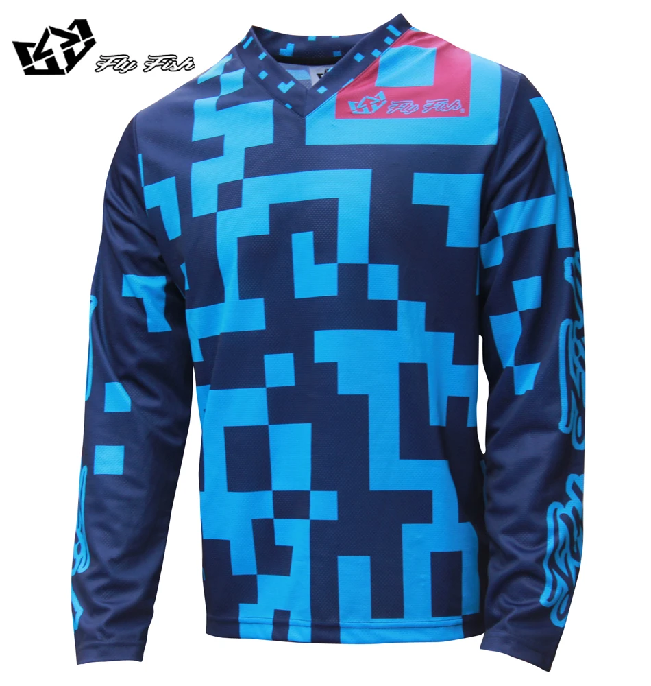 Футболка МХ для горного велосипеда FLY FISH Racing 2018 Даунхилл, длинная футболка DH MTB BMX Мотокросс T Men on.