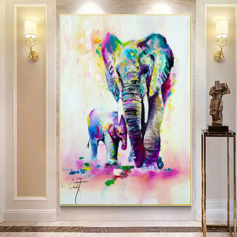 

Watercolor African Elephant Mother Son Animal Posters and Prints Canvas Painting Scandinavian Nordic Wall Picture for Kids Decor