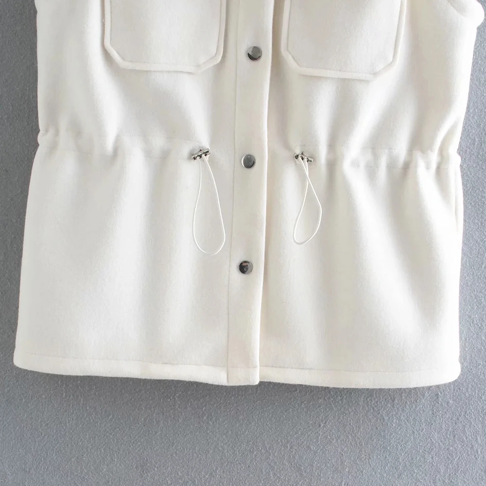 

2021 New Women Warm Gilet Jacket Vest Sleeveless Single Breasted Woman Turn-Down Collar Tops Veste Femme