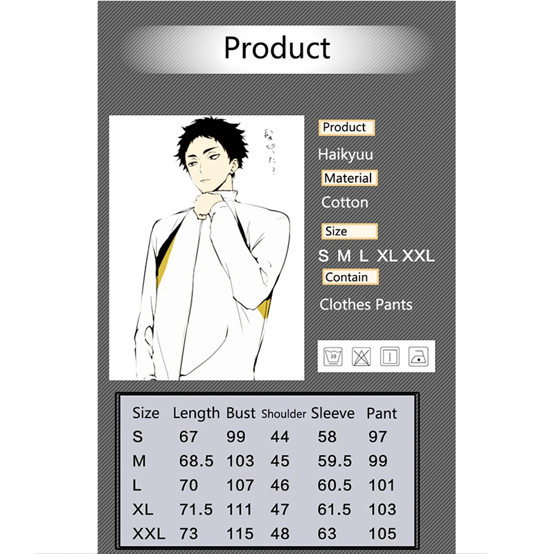 

Haikyuu Cosplay Fukurodani Academy Volleyball Team Uniform Costume Uniform Unisex Coat Jacket+Pant Sport Suit