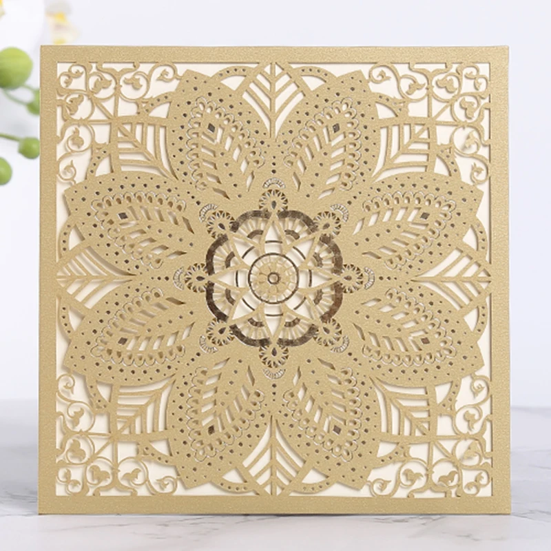 

100pcs Laser Cut Wedding Invitation Cards Flora Business Cards Birthday Greeting Card Personalized Wdding Decor Party Supplies