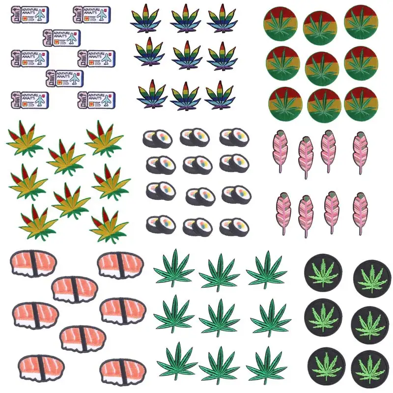 10 шт./компл. пластырь с растениями дешевые вышитые Пластыри для одежды мультяшный