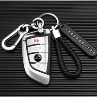 2021 car keychain phone number card keyring leather bradied rope auto vehicle key chain holder accessories gift for husband