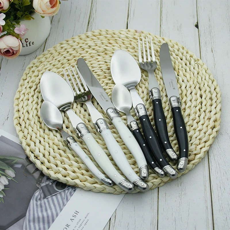 Стиль Laguiole Радужный набор посуды Красочные столовые приборы из нержавеющей