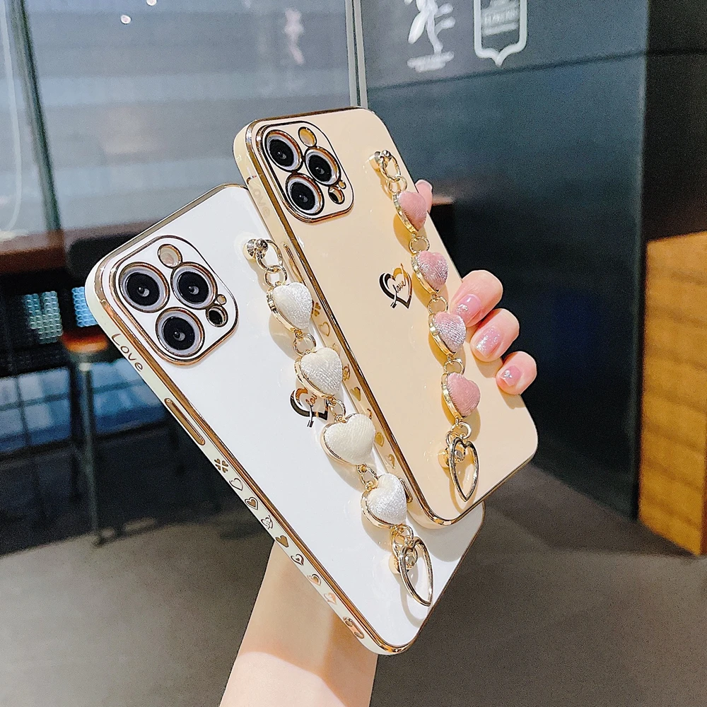 Роскошный тканевый чехол с сердцем для iPhone 12 11 Pro Max роскошные чехлы боковым