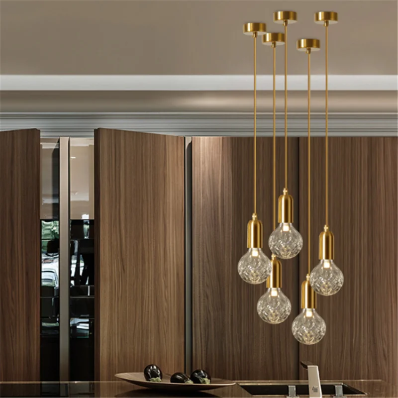 Lámpara colgante LED para restaurante, lámpara colgante y moderna de cristal, lámparas colgantes creativas para comedor, dormitorio, sala de estar, luces LED E14