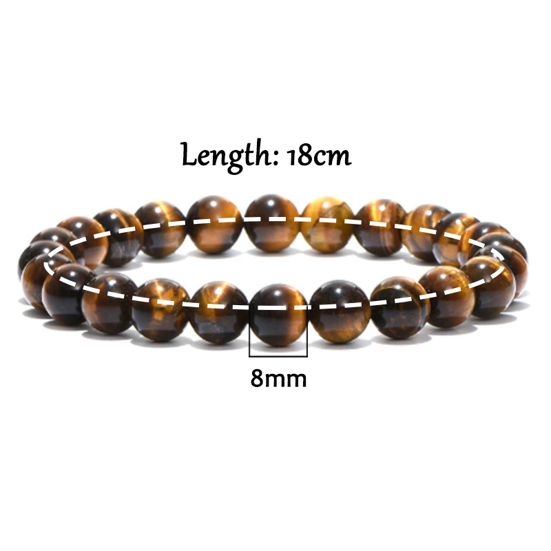 Браслет из бисера 8 мм натуральный камень тигровый глаз оникс бусины лечебных