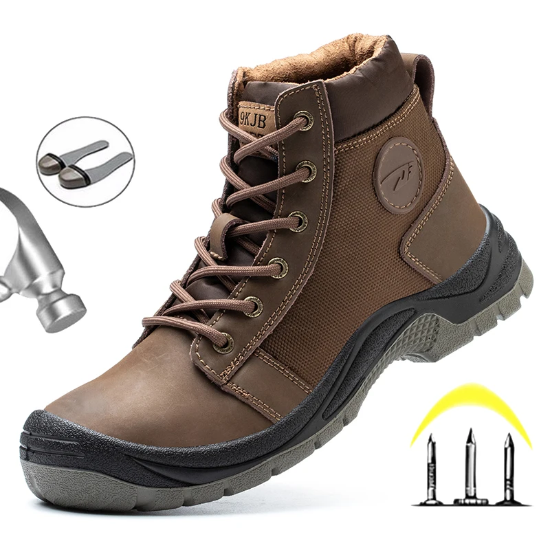 

Spark-proof Welding Shoes Men Work Boots Steel Toe Shoes Safety Boots For Men Footwear Anti-puncture Sneakers Work Shoes For Men