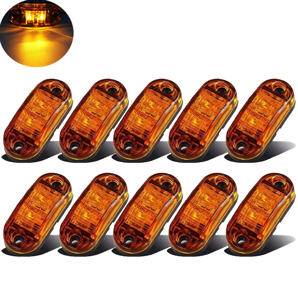FEEDOPAL 10 шт. янтарные овальные 2 5 дюймов 2LED грузовик боковой габаритный фонарь