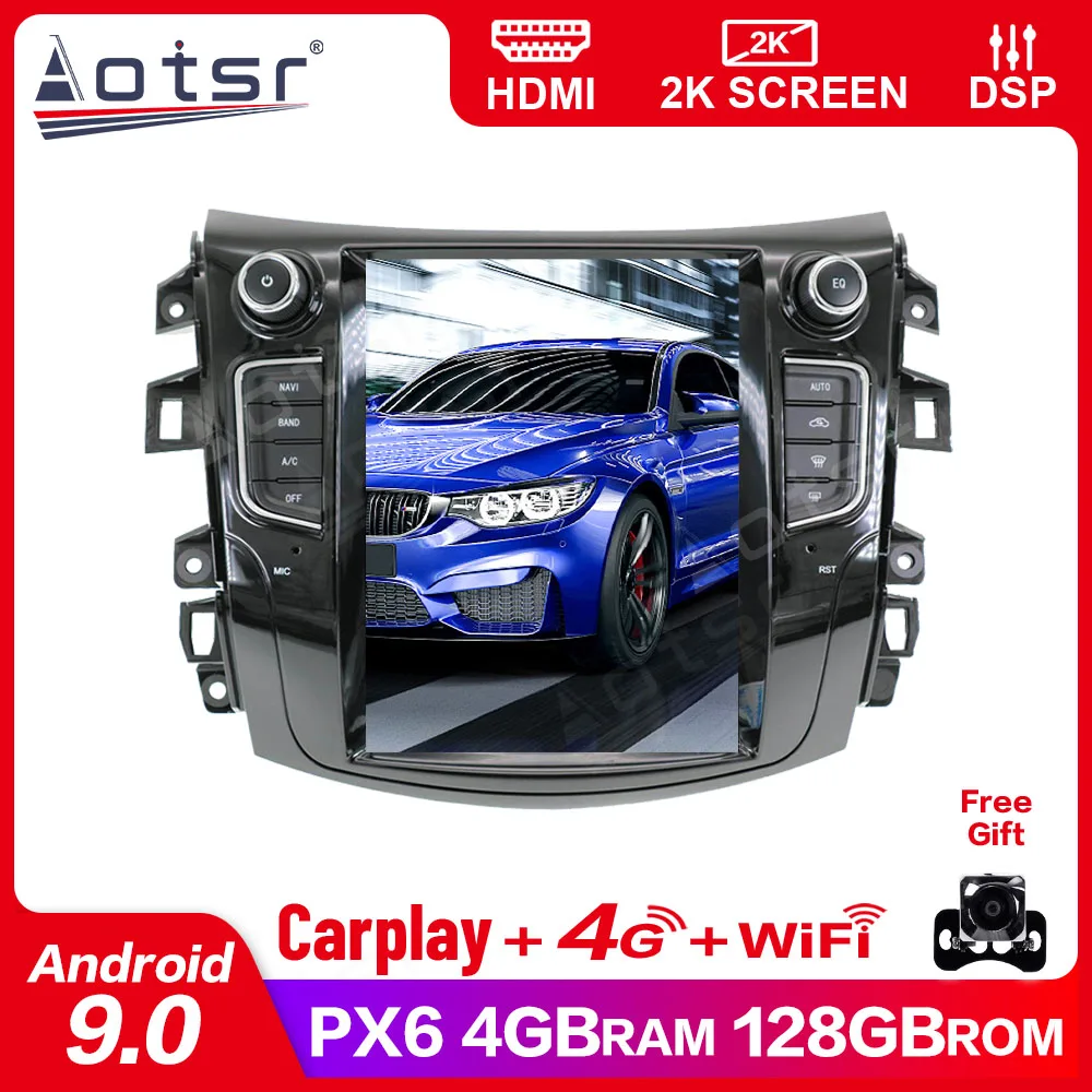 

PX6 4 + 128G Tesla экран Carplay для 2014-2019 Nissan NP300 Android 9,0 плеер Авто аудио стерео радио рекордер GPS головное устройство DSP