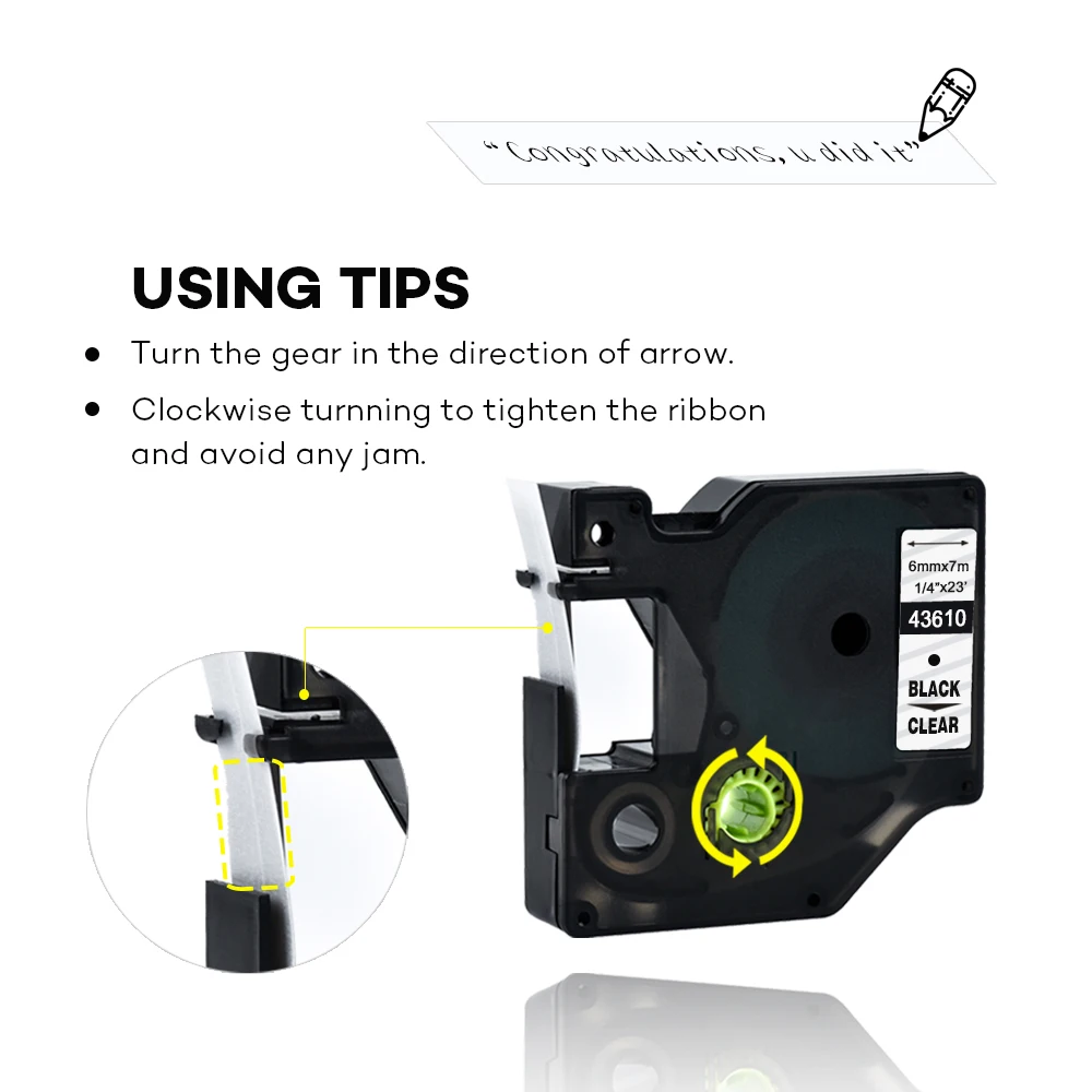 6 мм 43610 черный на прозрачных лентах для этикеток ленточная кассета совместимый с