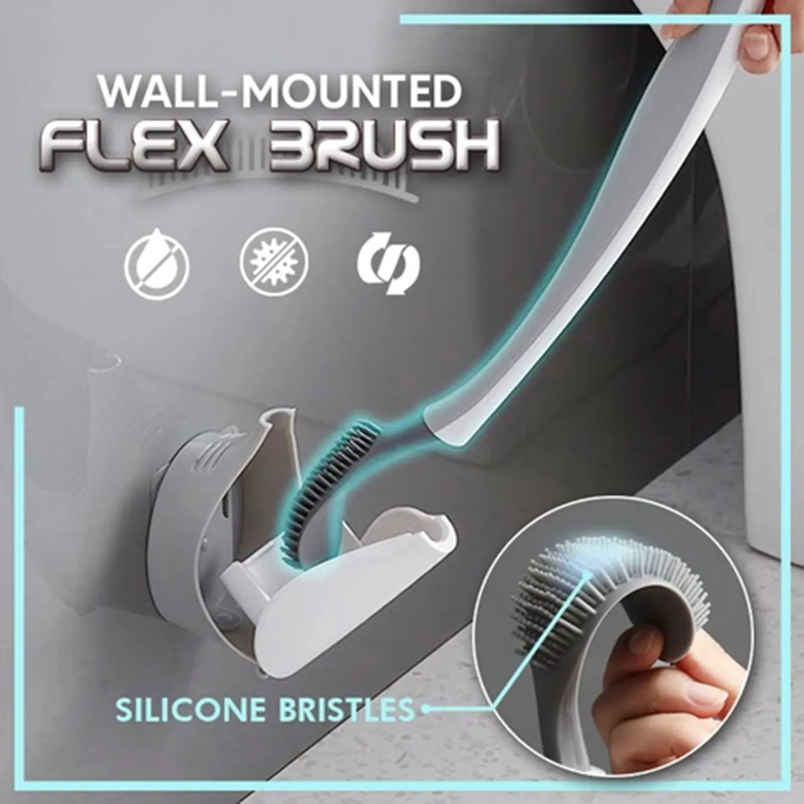 

Toilet Brush Water Leak Proof With Base Silicone Wc Flat Head Flexible Soft Bristles Brush With Quick Drying Holder Set Klobrst