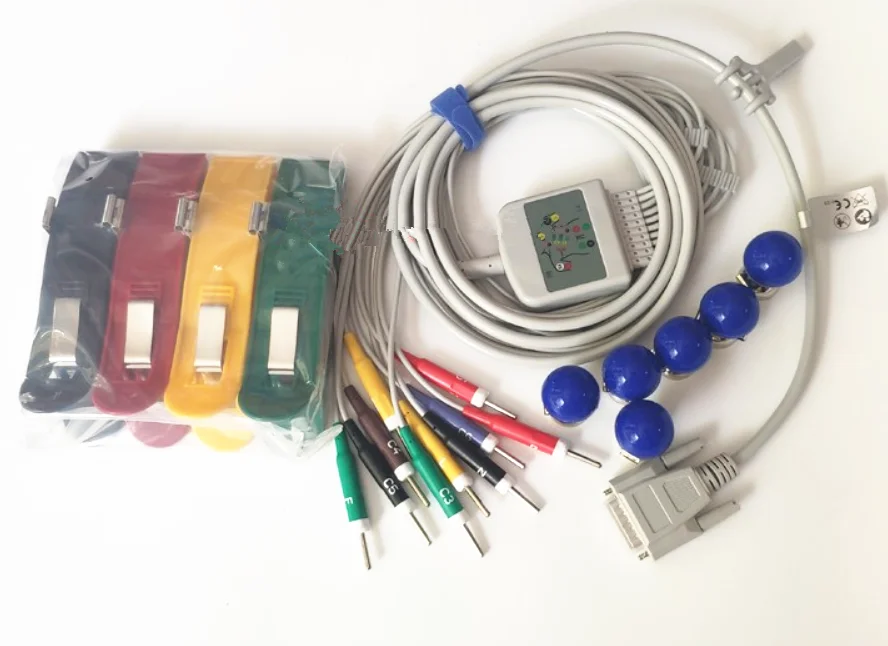 Универсальный 12-проводной ЭКГ свинцовый кабель всасывающий шариковый зажим для