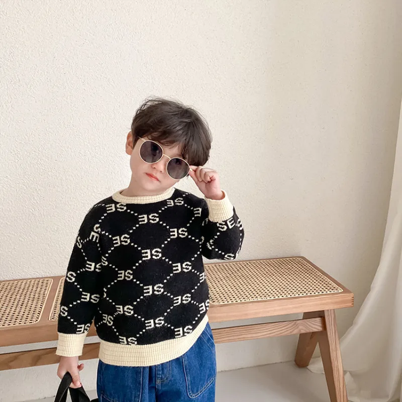 

New Back Pullover Knitting Kids Sweaters Spring Winter Baby Girls Warm Tops Bottoming Children Clothes High Quality