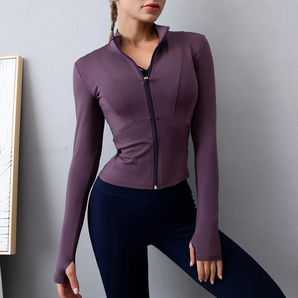 Женская спортивная рубашка облегающая куртка с длинным рукавом для фитнеса и