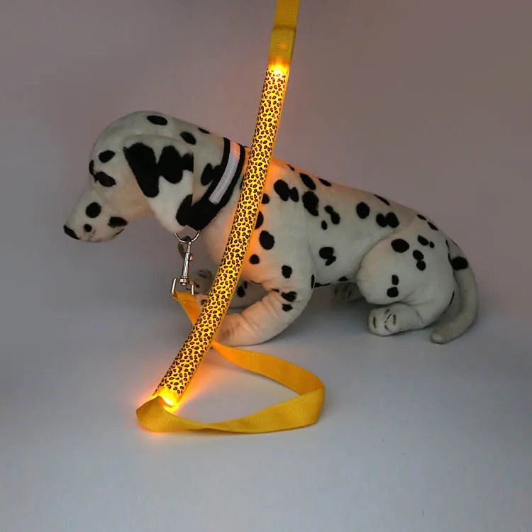 

Светодиодный светящийся поводок для домашних животных, легкий собасветильник поводок с леопардовым принтом, аксессуары, цепочка для чихуа...