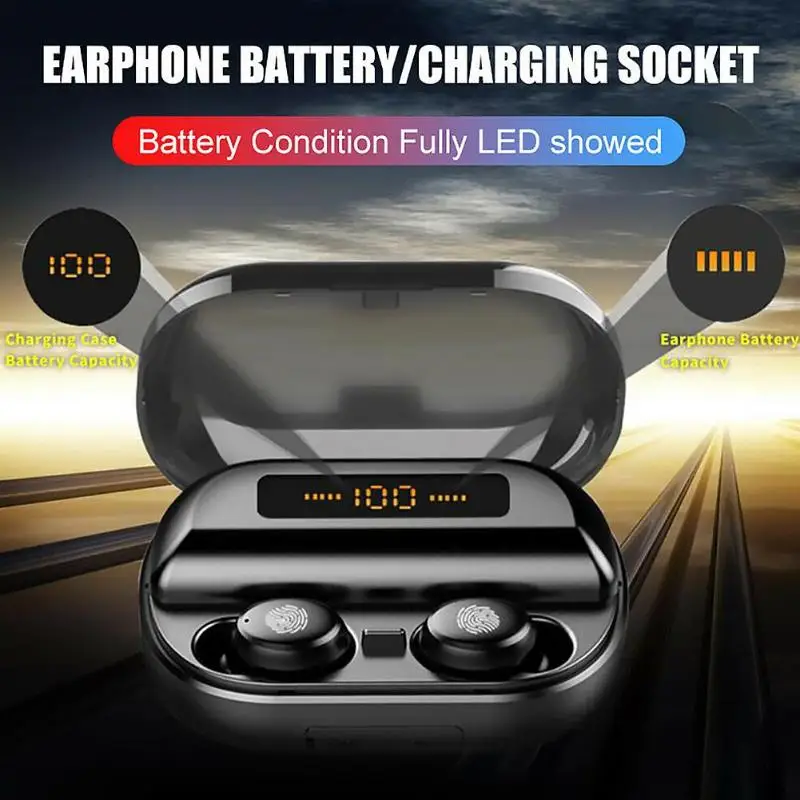 V11 наушники вкладыши TWS с Беспроводной головой 4000 мАч светодиодный Дисплей Bluetooth
