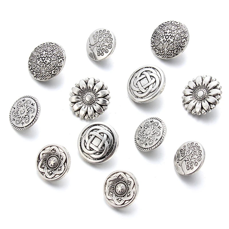 10 шт. цинковый сплав хвостовик металлические пуговицы античное серебро амулеты