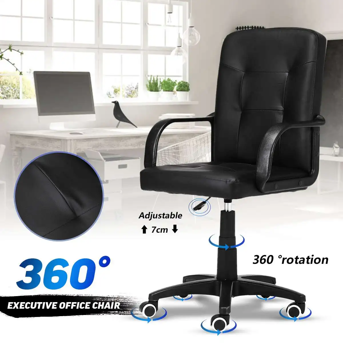 

Laptop Office Computer Chair Executive Leather Computer Gaming Chair Ergonomic Adjustable Lift Swivel Armchair Office Chair