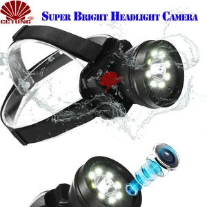 Black Ring Super Bright Outdoor LED Headlamp Headlight with Waterproof Sport 1080P Video Recorder Action Camera Built-in Bettery