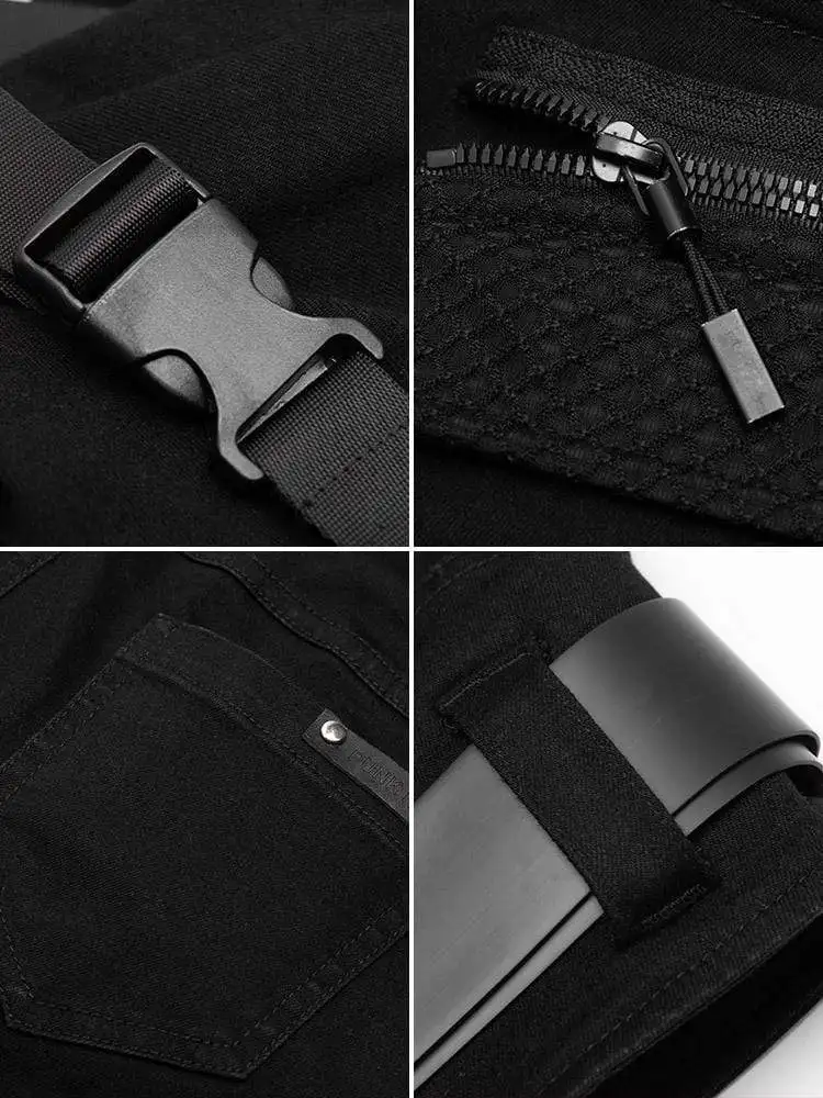 Панк рейв женские готические с высокой талией ремни узкие джинсы PK-321 | Женская