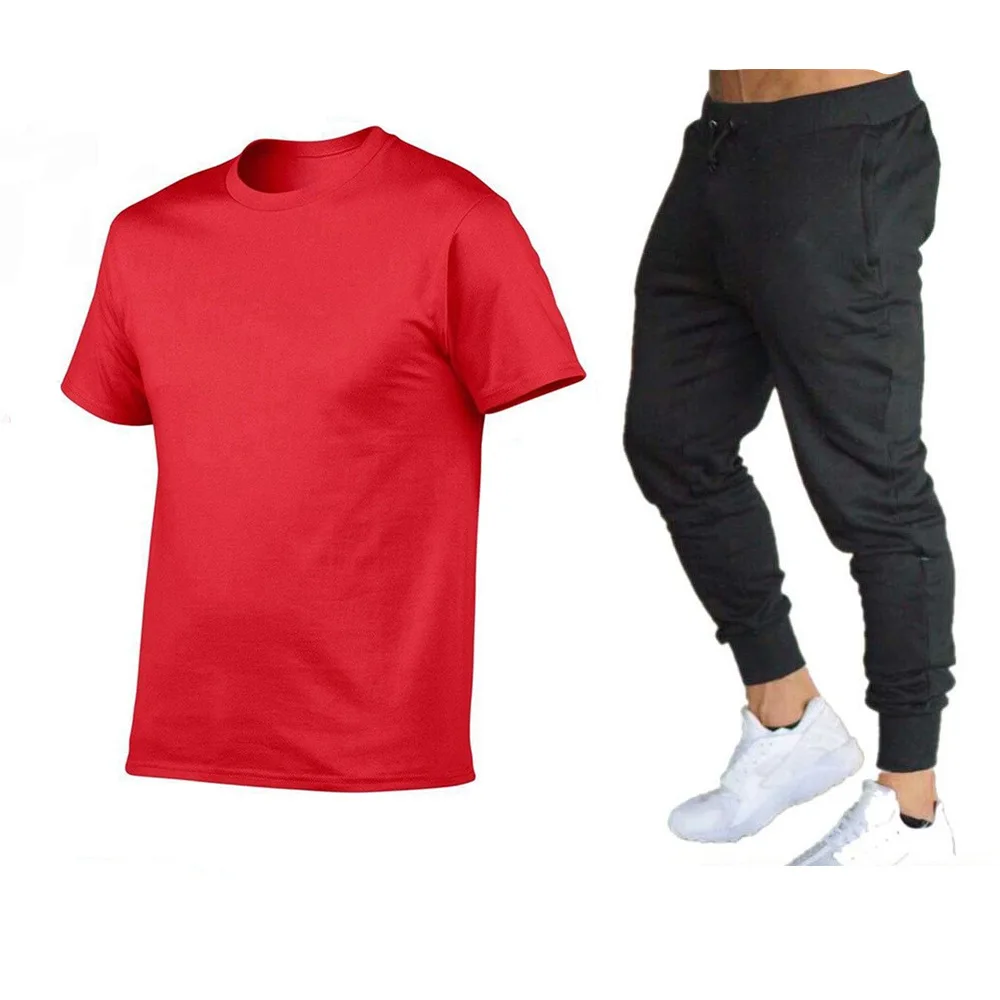

New Summer Fashion Casual Tuta Da Uomo Beach Sportswear Sportswear T-Shirt A Maniche Corte Set Da 2 Pezzi + Pantaloni Lunghi Di