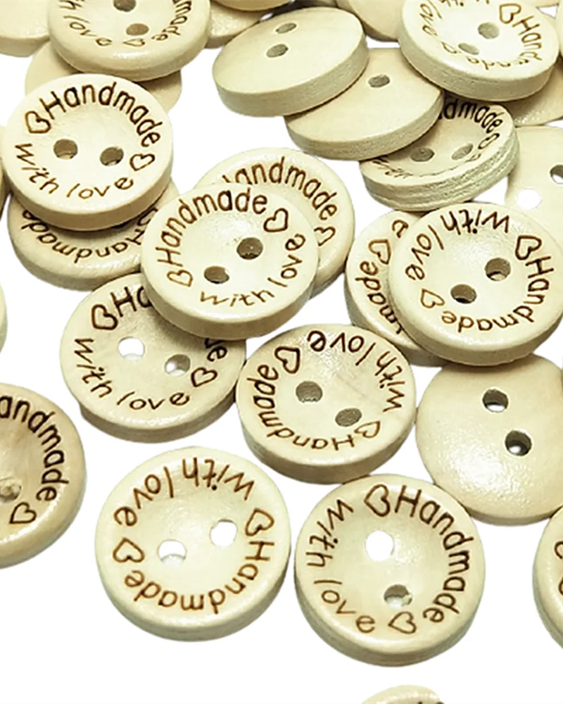 

50/100Pcs Wooden Buttons Clothing Decoration Wedding Decor Handmade Letter Love DIY Crafts Scrapbooking For Sewing Accessories