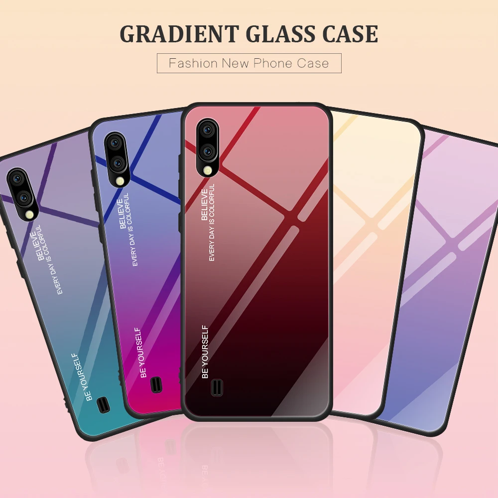 Градиентный чехол из закаленного стекла для samsung Galaxy M10 M20 M30 M40 роскошный