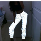 2021 женские брюки тренировочные брюки флэш Светоотражающие ночные брюки для девочек в стиле хип-хоп брюки-карго Мода, повседневный стиль, серый цвет, уличная завязки размера плюс