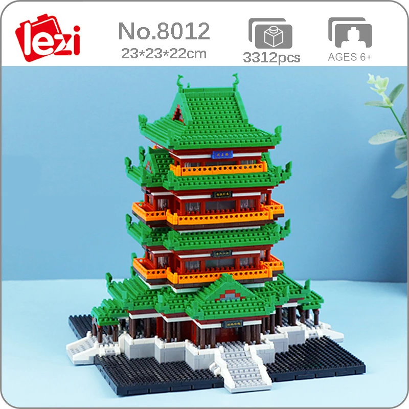 

Lezi 8012 World Architecture Tengwang Pavilion Tower 3D Model DIY Mini Diamond Blocks Bricks Building Toy for Children no Box