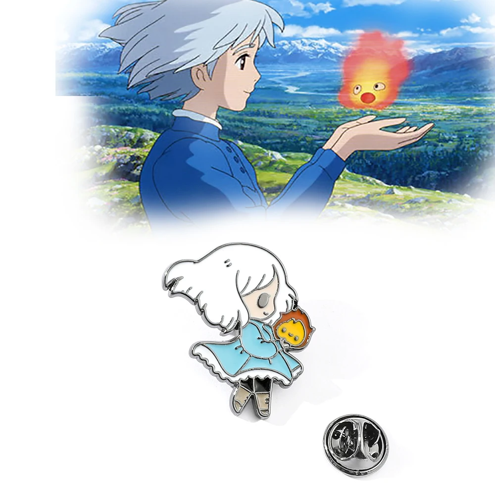 Howl's Moving Castle твердая эмалированная булавка Милая мультяшная брошь в виде медали