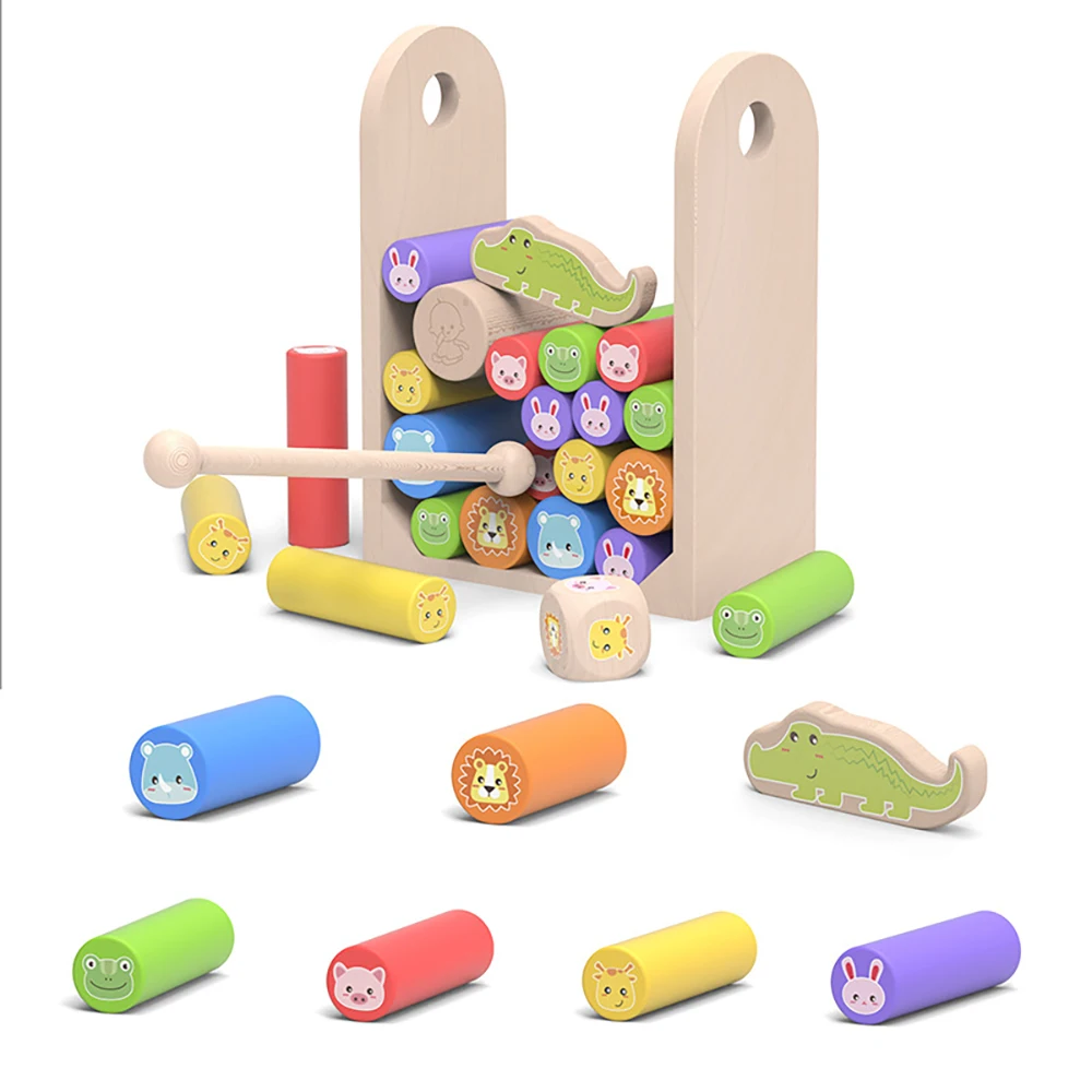 

Cartoon Animals Folding Building Block Balance Game Children's Educational Wooden Toys Animals Cognitive Tower Montessori Toys
