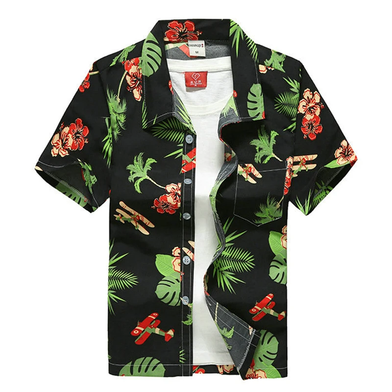 Пляжная рубашка 2020 Летняя мода camisa masculina с принтом &quotкокосовое дерево&quot