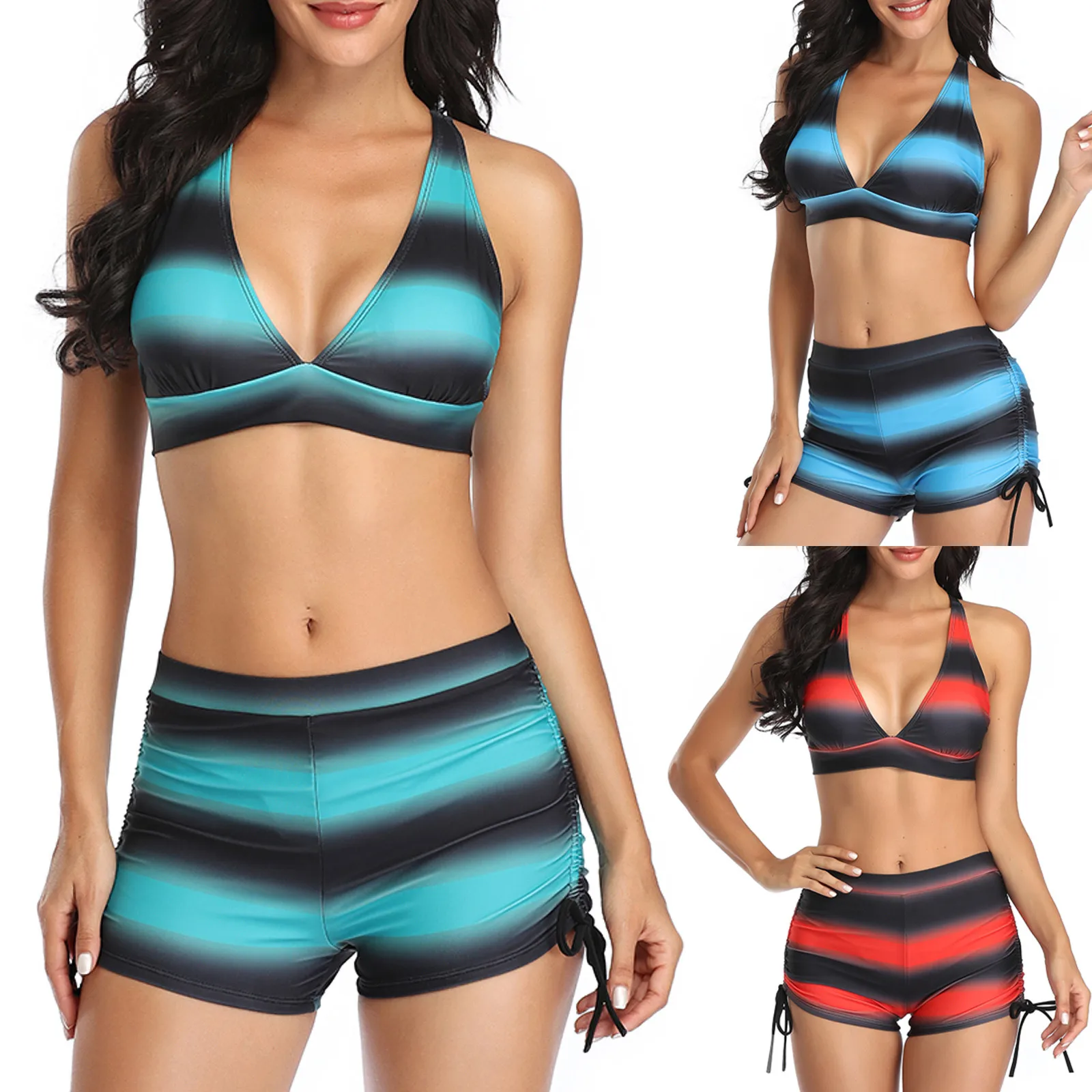 Для женщин Разделение купальник сексуальный Bikin боди с открытой спиной градиент