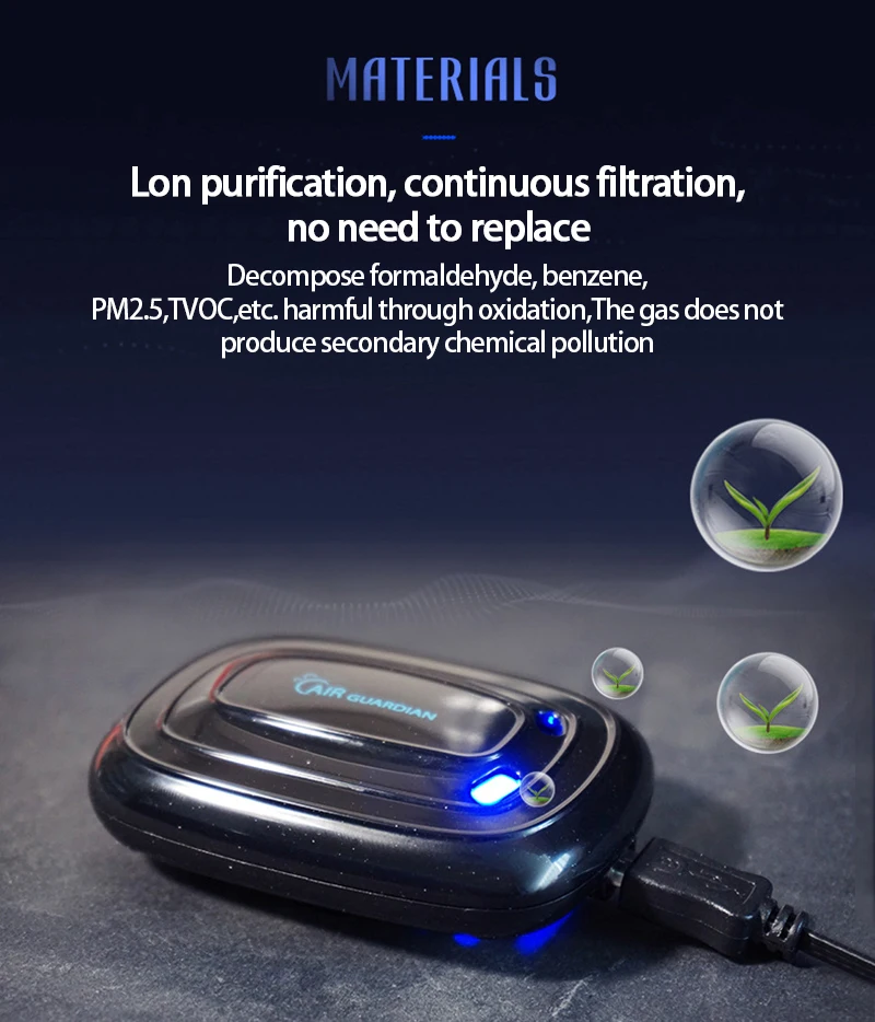 

Car Home Air Purifier Cleaner Negative Ion USB Mini Home Vehicle Air Cleaner Remove Formaldehyde Air Purifier