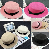 round sun modern flat boater snapback caps bow beach hats ribbon flat top panama hat bone for women top summer 2021 fashion