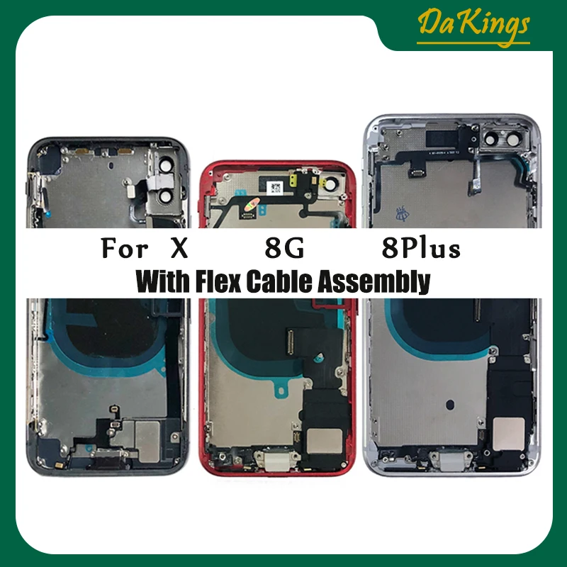 

Full Back Housing for IPhone 8 8G 8Plus X Middle Frame Chassis Battery Door Rear Cover Body with Flex Cable Parts Assembly CE US