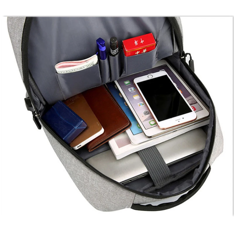 

Laptop Backpack Men Teen Boy School Bags Gray Oxford Large USB Bagpack Teen Student College Teenage Back Pack Male Back Bag 2020