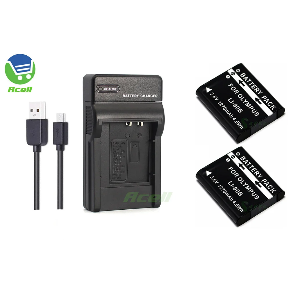 Аккумулятор LI-90B + зарядное устройство USB для камеры OLYMPUS TG-1 TG-2 TG-3 TG-4 SH-60 SH-50 SH-1 SH-2 SH-3