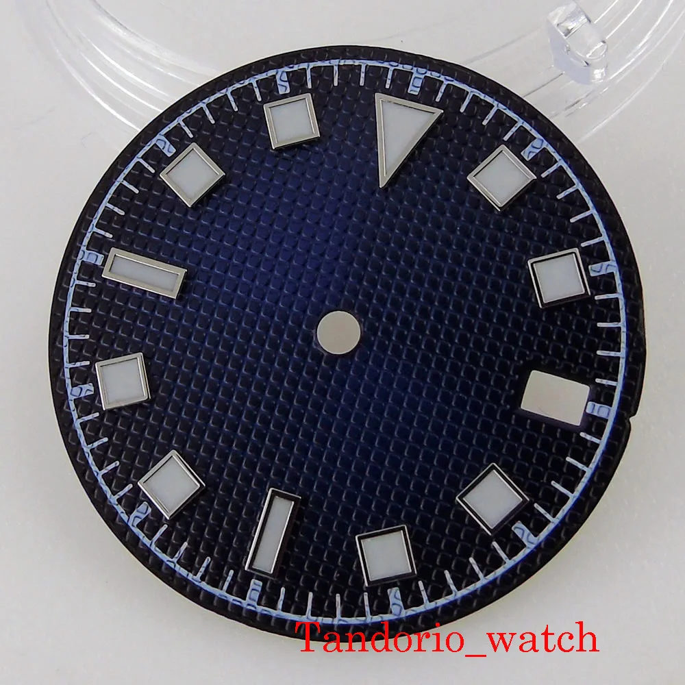 

For NH35 Automatic Movement Luminous Marks 29mm Blue Sterile Watch Dial With Date Window