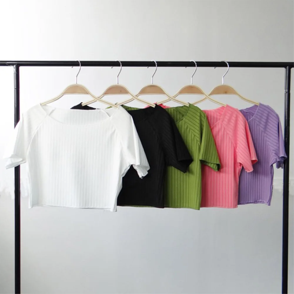 

Винтажная футболка с круглым вырезом и коротким рукавом, новинка 2021, Женская облегающая футболка, облегающая футболка, летние ретро топы, же...