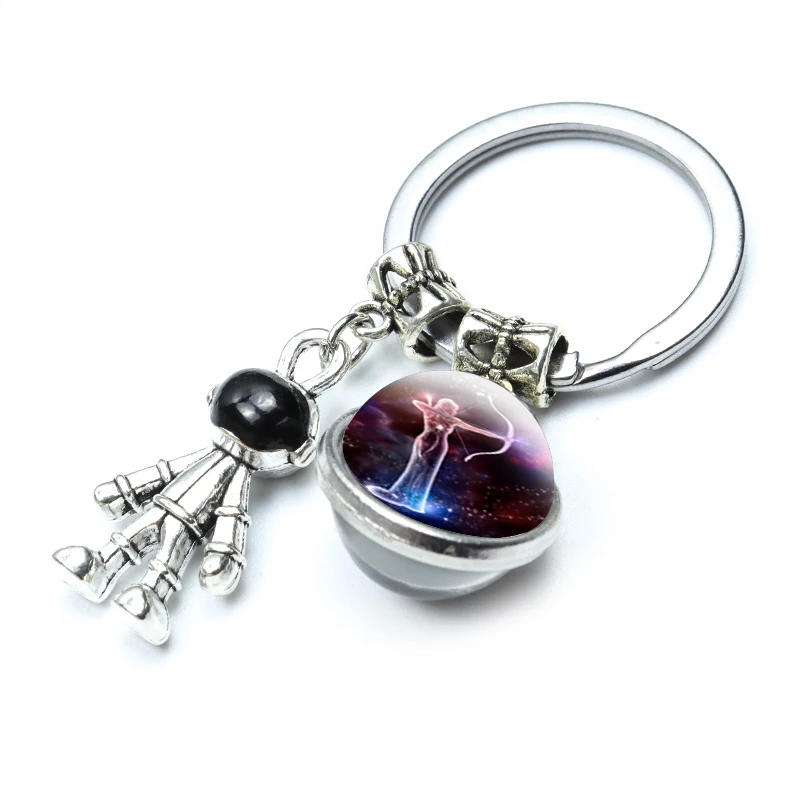 12 знаков зодиака двухсторонний держатель для ключей со стеклянным шаром