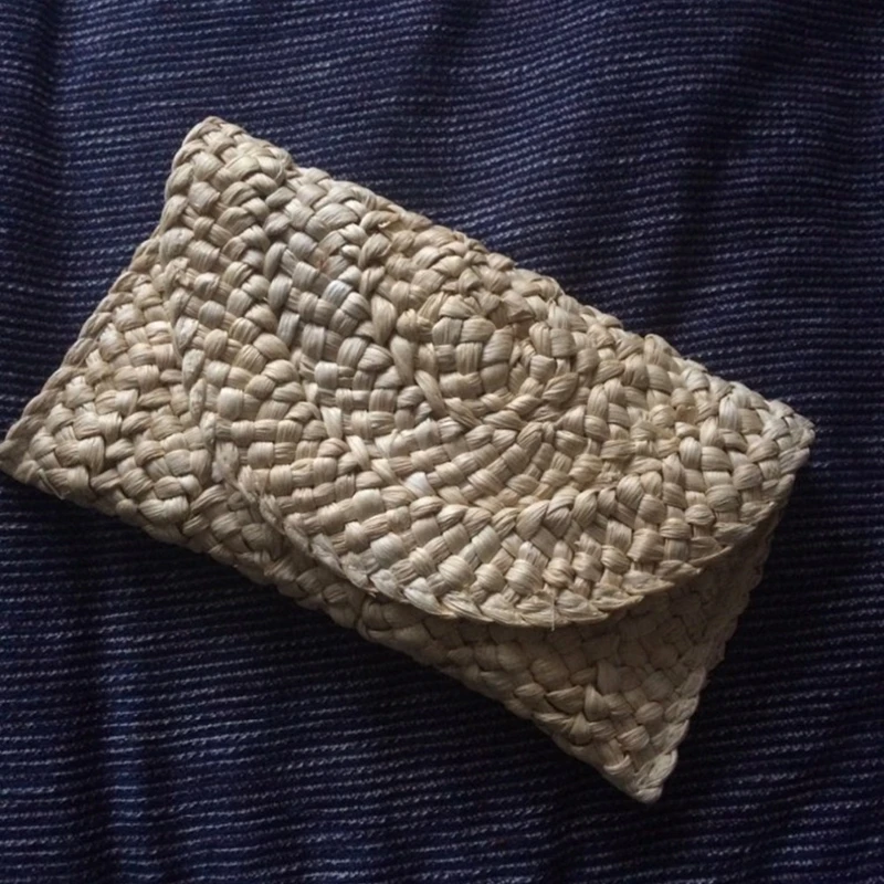 

Women Straw Bag Elegant Female Braided Handbag Envelope Hasp Beach Bag For Ladies