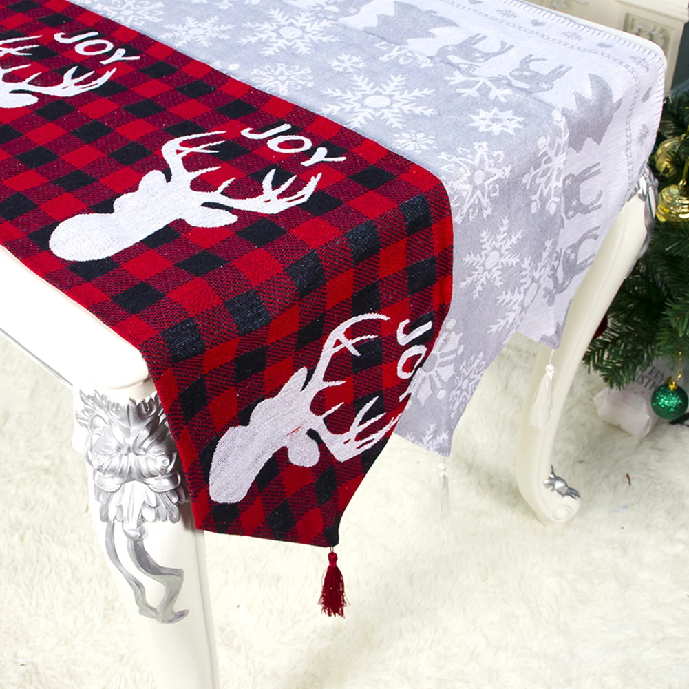 

13.8x71Inch New year’s tablecloth Christmas Dining Table cloth Polyester Cotton Flag Xmas Party Venue Banquet for Home Decor