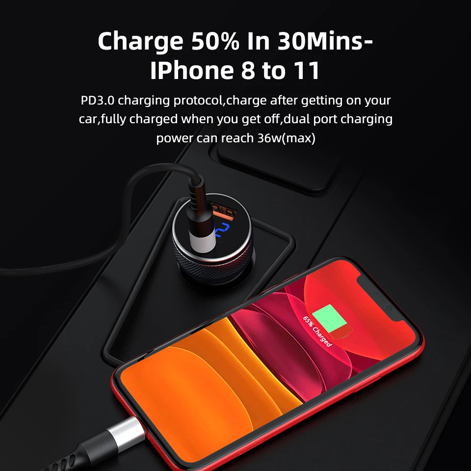 Обновленное автомобильное зарядное устройство USB с двумя Usb портами 30 Вт QC 3 0