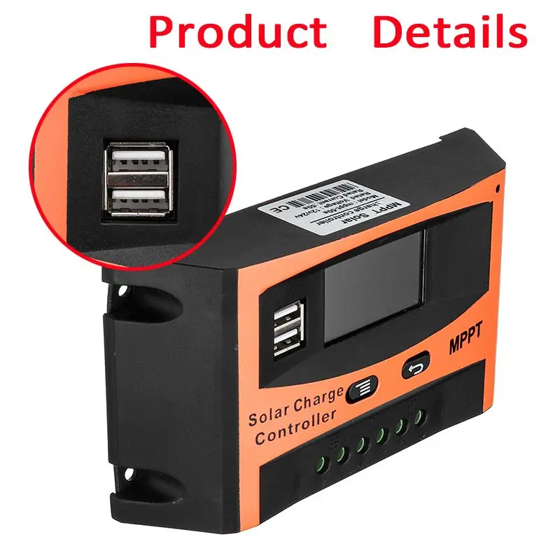 Эффективный MPPT 30A/40A/50A/60A 12V 24V автоматический контроллер заряда двойной USB ЖК-дисплей контроллеры солнечная батарея для телефона регулятор