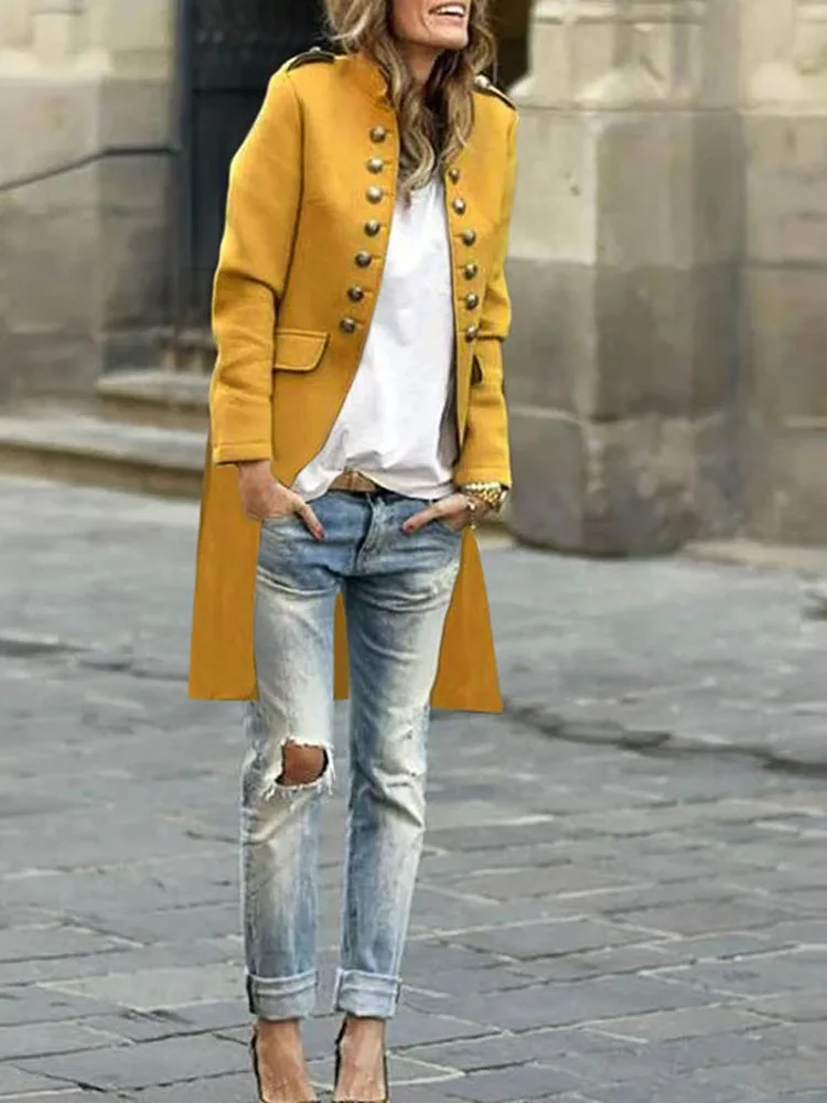 2020 Spring Women Long Sleeve Woolen Double Breasted Button Cardigan Jacket Coat Lapel Wool Overcoat Outwear Manteau Femme | Женская