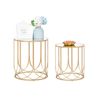 %e3%80%90usa ready stock%e3%80%91fch end table side table glass top metal frame geo eyelet pattern accent table for living room golden